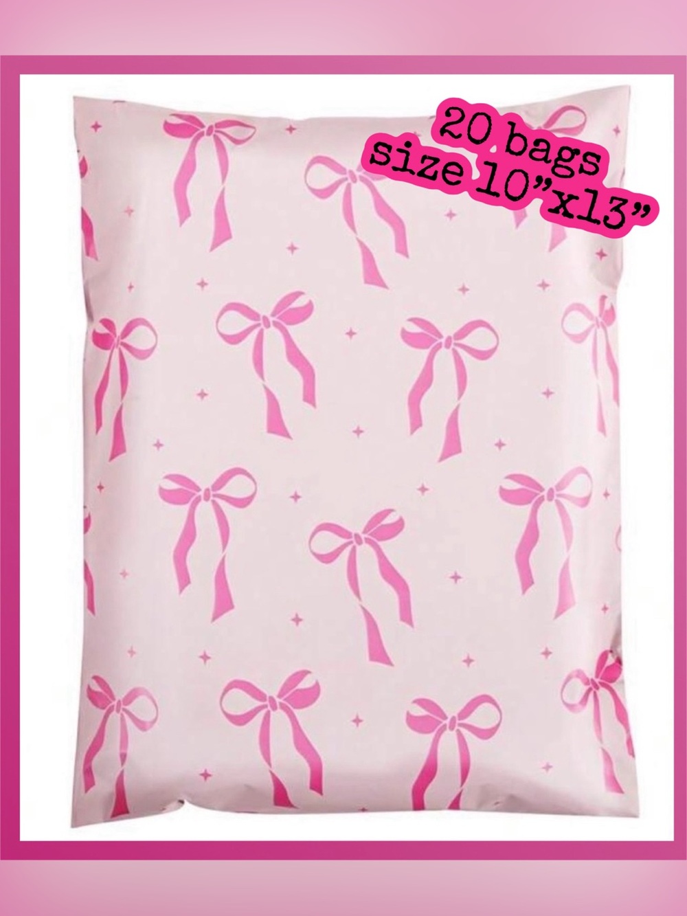 🎁Free Ship! POLYMAILERS • 10x13 Inch • 20 Pcs • Pink Bows Polymailers New